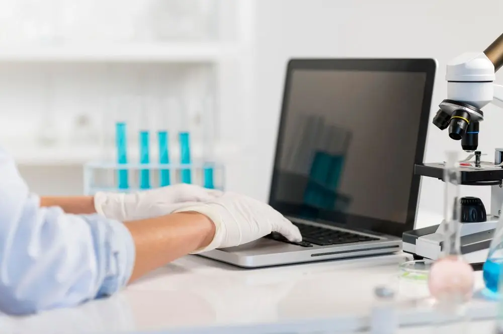 woman working laboratory close up